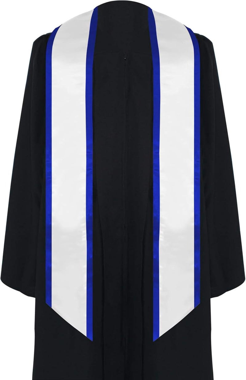 SAMDEEMI Adult Plain Graduation Honor Stole Sash Angled End With Trim 72" Long - Image 1
